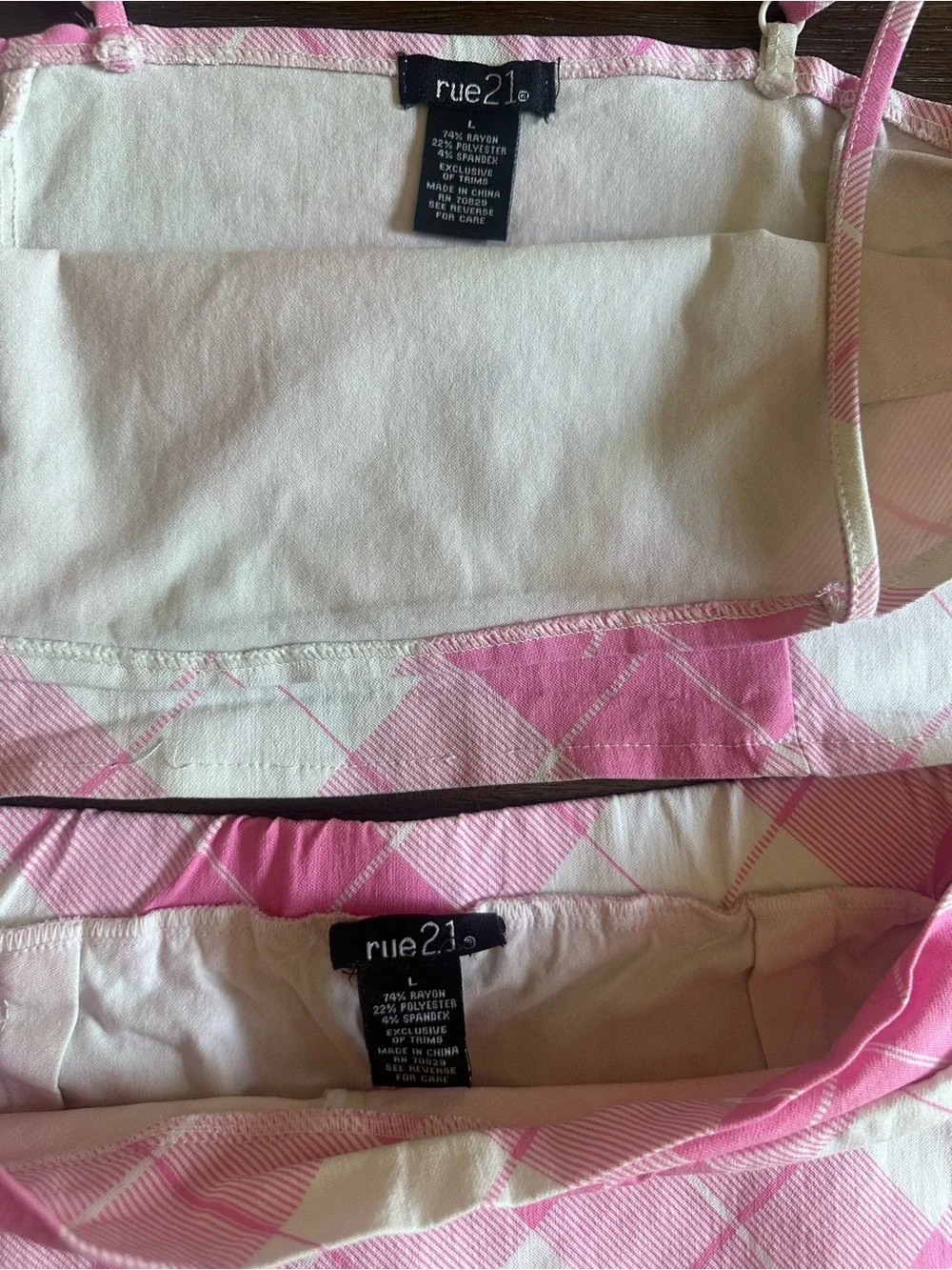 Rue21 Pink Argyle Matching Set | Crop Top & Mini Skort | Y2K Barbiecore | Size L - Picture 5 of 6